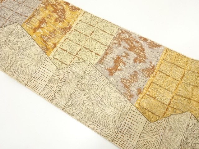 JAPANESE KIMONO / ANTIQUE FUKURO OBI (MATERIALS) / ABSTRACT HUMAN FIGU